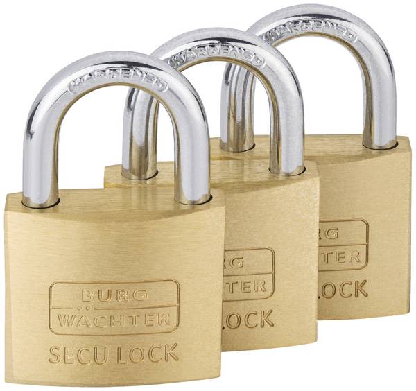 Burg Wächter 15291 Cadenas 37.60 mm fermeture universelle   laiton avec serrure à clé