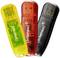 Trois clés USB Intenso jaune, rouge et noire sont alignées côte à côte. Leurs parties intérieures sont visibles, révélant un design moderne.