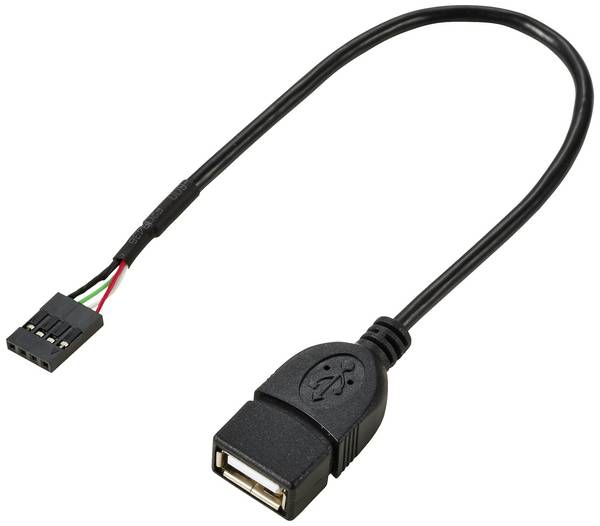 Renkforce Câble USB  USB 2.0 En-tête de broche 4 pôles, USB-A femelle 0.20 m noir  RF-5719746