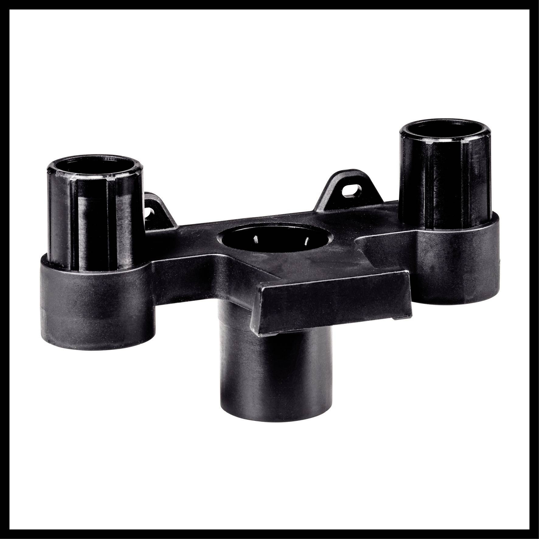 Adaptateur en plastique à trois tubes, permettant de connecter des tuyaux ou des tubes dans un dispositif technique.