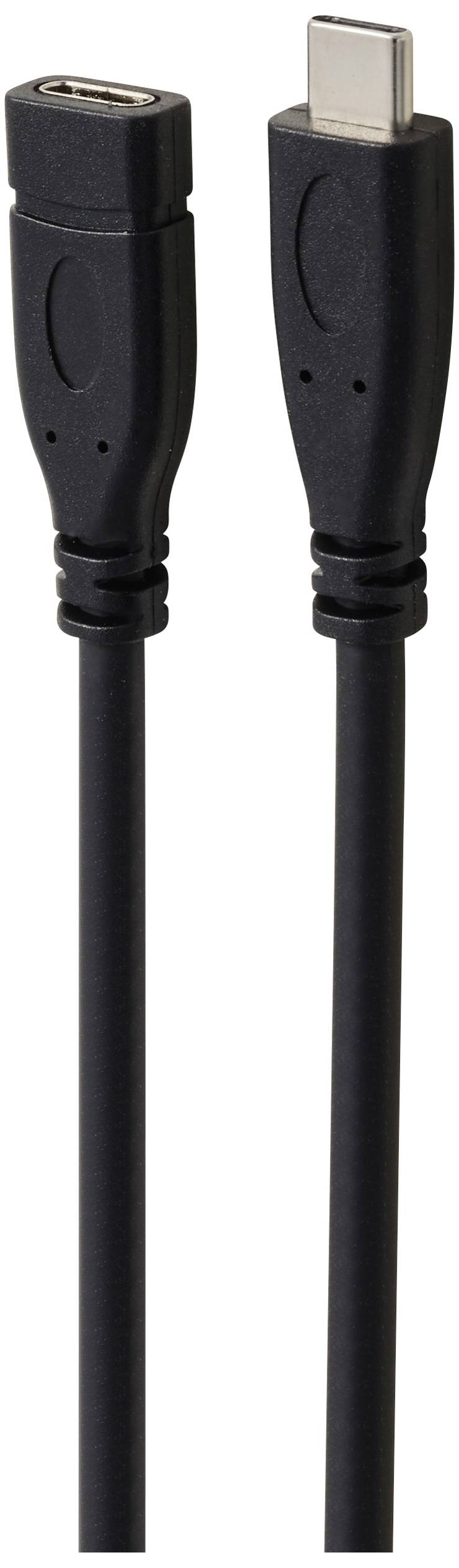 Deux câbles noirs, l'un avec une connectique USB-A et l'autre avec une connectique USB-C, représentés sur un fond blanc.