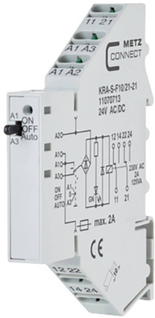 Module de couplage 24, 24 V/AC, V/DC (max) 2 inverseurs (RT) Metz Connect 11070713 Piece 1 pc(s)