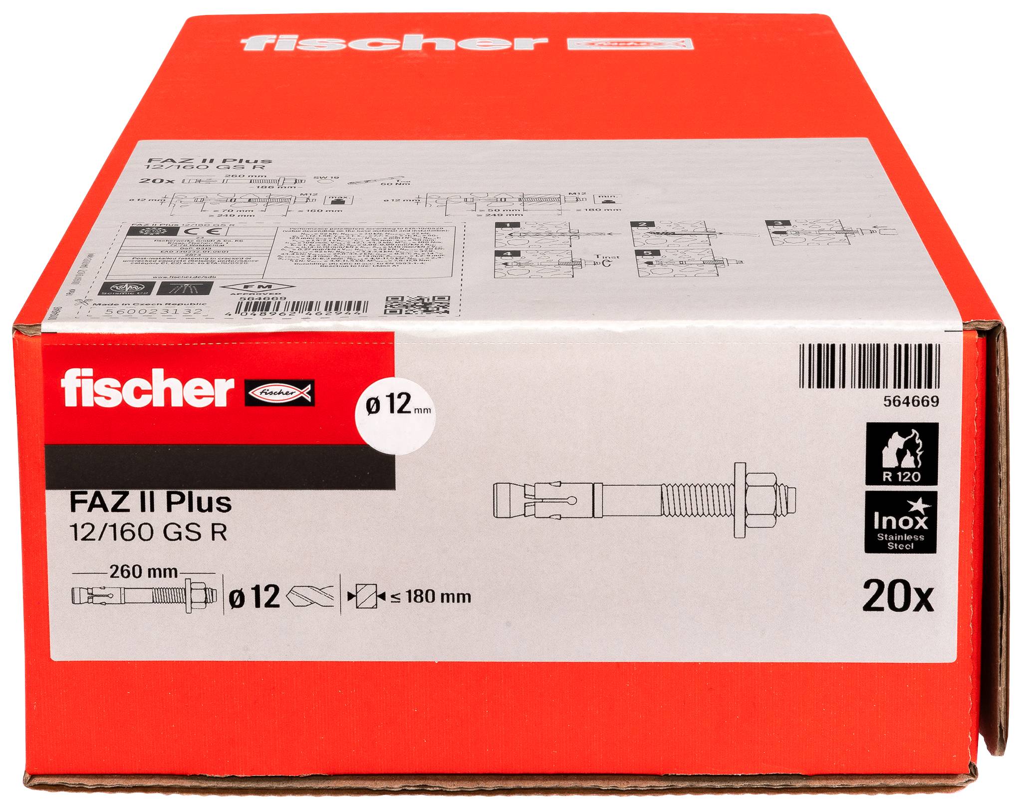 Fischer 564669 FAZ II Plus 12/160 GS R Boulon d'ancrage 260 mm 12 mm 20 pc(s)-2