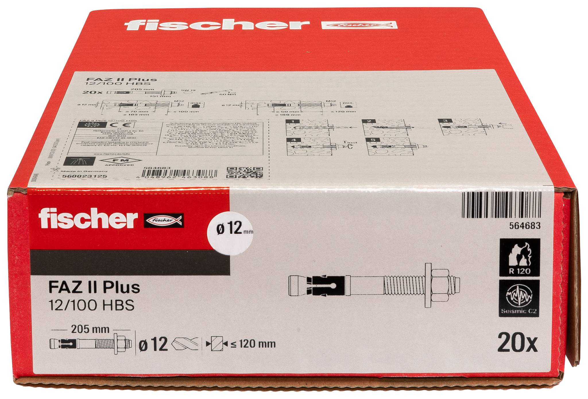 Fischer 564683 FAZ II Plus 12/100 HBS Boulon d'ancrage 205 mm 12 mm 20 pc(s)-2