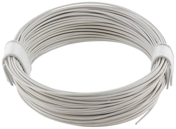Un rouleau de câble gris isolé, enroulé de manière compacte, utilisé pour les installations électriques ou les réparations.