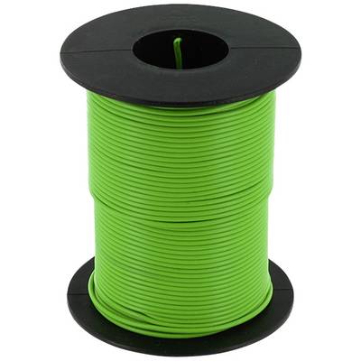 Une bobine noire avec du fil en plastique vert, enroulée et prête à être utilisée dans des projets électriques ou artisanaux.