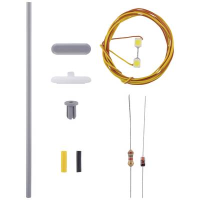 Kit de composants électroniques comprenant des fils, des résistances, des diodes, des connecteurs et des câbles. Composants destinés à la réalisation de connexions électriques.