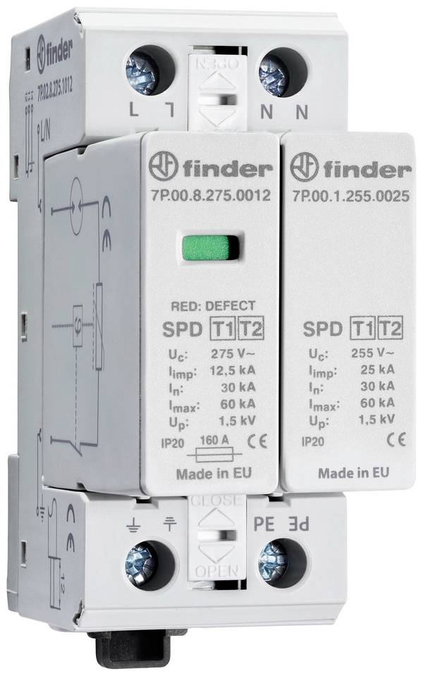 Finder 7P.02.8.275.1012 7P.02.8.275.1012 Limiteur de surtension   60 kA  1 pc(s)