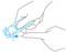 Le diagramme montre des mains utilisant un dispositif pour piquer un doigt. Une flèche pointe vers l'endroit du doigt où la piqûre est effectuée.