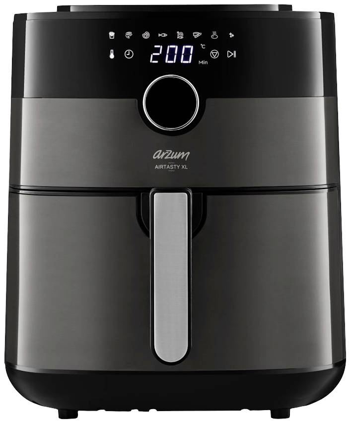 arzum AR2074-G Friteuse à air chaud 6 l fonction minuteur, protection contre la surchauffe argent, noir