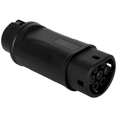 Adaptateur noir pour véhicules électriques, doté de plusieurs prises pour câbles de recharge.