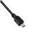 Un câble noir avec une fiche mini-USB pour les connexions de données ou la charge.