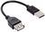 Câble d'extension USB avec connecteurs mâle et femelle, câble noir, adapté pour connecter des appareils électroniques.
