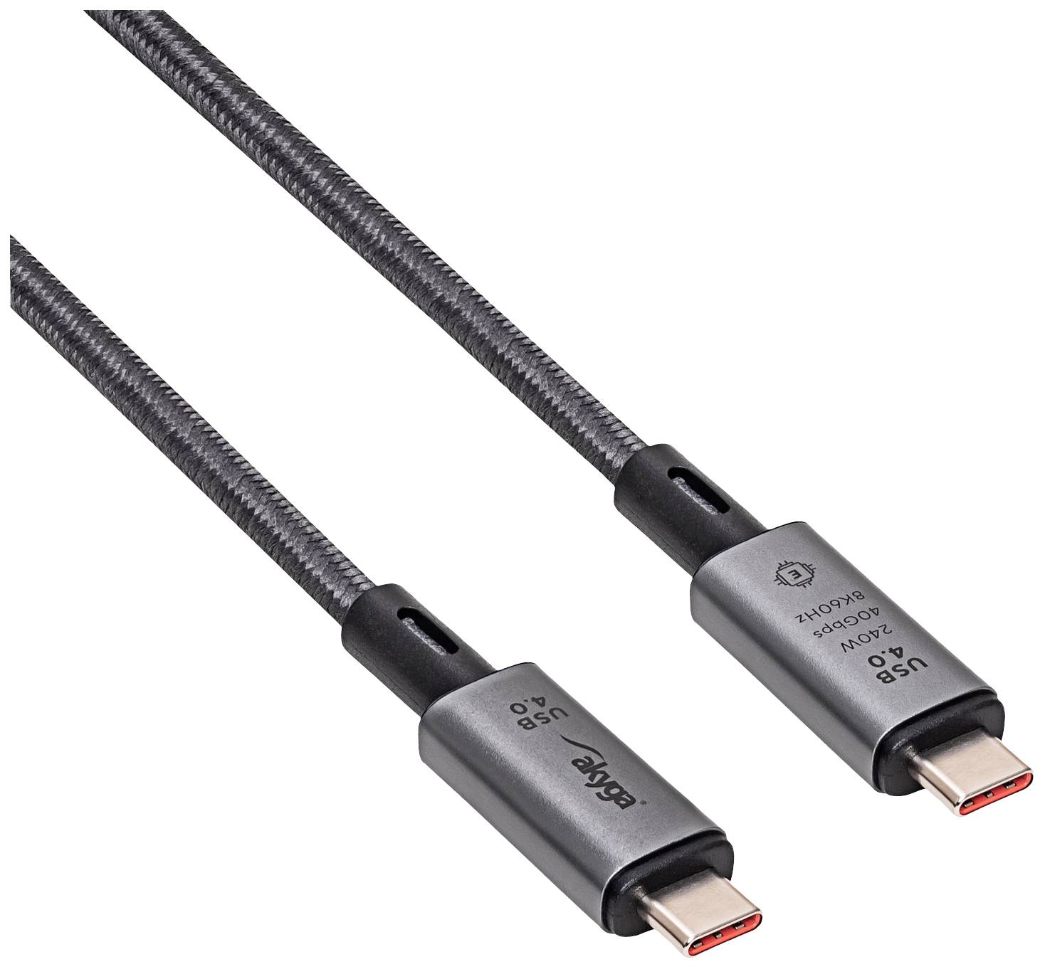 Deux câbles USB-C noirs gainés de plastique avec des connecteurs métalliques. Adaptés pour la charge rapide et le transfert de données.