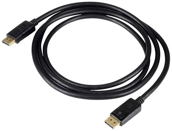Câble de raccordement Akyga DisplayPort Fiche mâle DisplayPort 1.8 m noir AK-AV-10 contacts dorés Câble DisplayPort