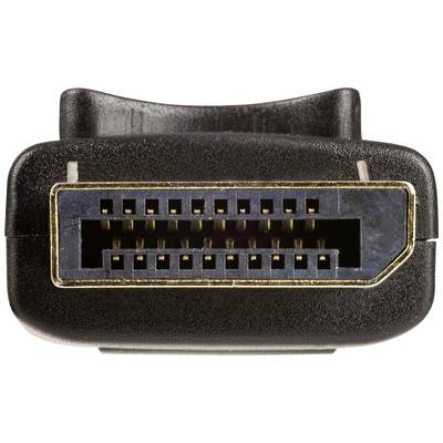 Une prise SCART noire avec de nombreuses petites broches métalliques ; utilisée pour les connexions audio et vidéo.