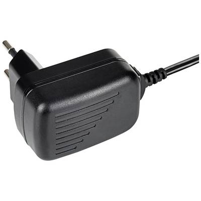 Un bloc d'alimentation noir avec une fiche européenne et un câble. Adapté pour charger des appareils électroniques.