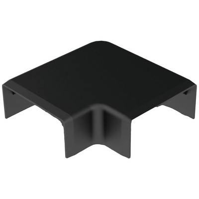 Pièce rectangulaire noire en plastique avec une ouverture centrale, probablement un élément d'angle ou un capot, sur fond blanc.