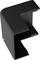 Pièce en plastique noir en forme de L avec des côtés ouverts, probablement conçue comme un capot ou une protection pour un angle.