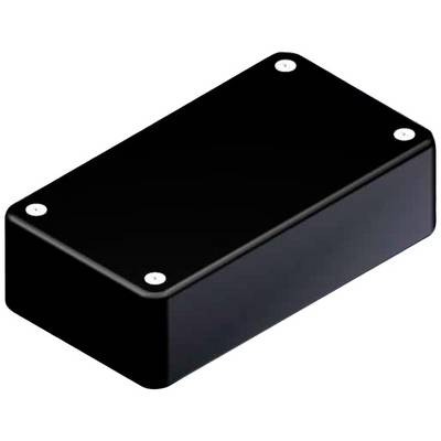 Boîte noire rectangulaire aux coins arrondis, équipée de quatre vis aux angles.