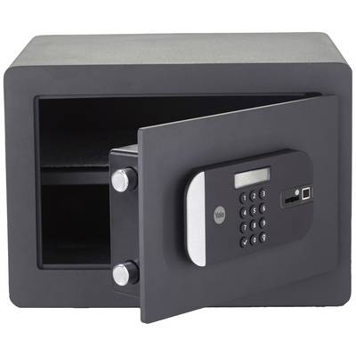 Un coffre-fort ouvert avec un verrou électronique à combinaison. La porte est légèrement entrouverte, et l'intérieur est vide.