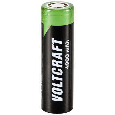 Une batterie rechargeable de la marque Voltcraft d'une capacité de 4900 mAh, boîtier noir avec une bordure supérieure verte.
