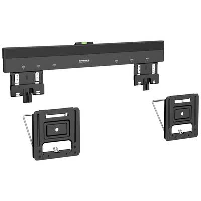 Kit de montage pour support mural de télévision avec rail et supports. Échelle graduée en millimètres sur le rail pour un positionnement précis.