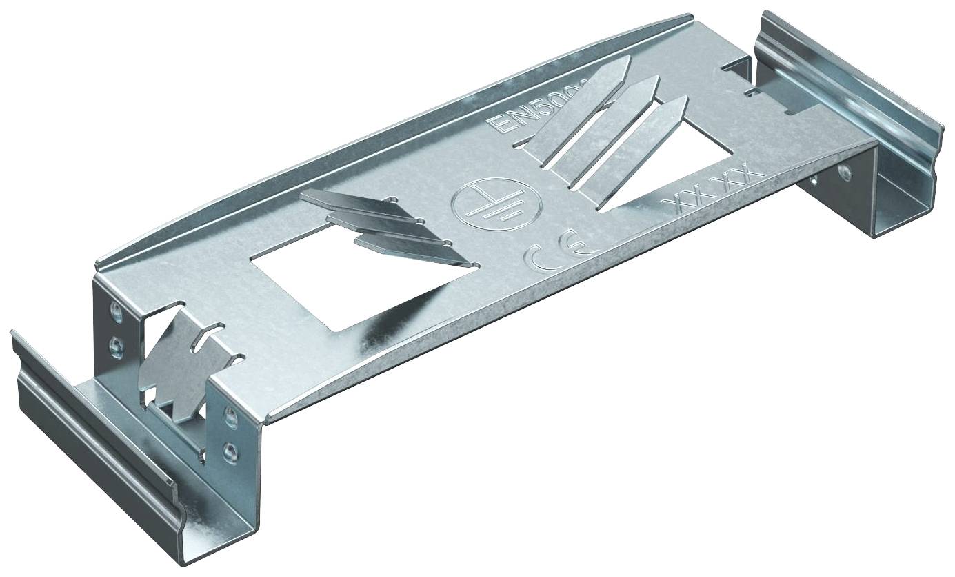 Support de fixation métallique avec plusieurs trous de montage, adapté pour la fixation de câbles ou de tuyaux. Fabriqué en acier inoxydable.