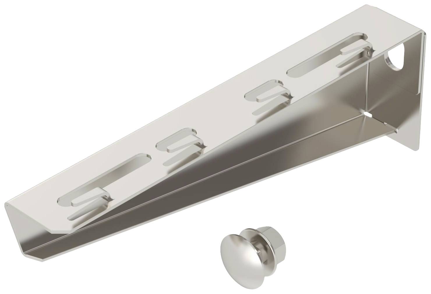 Support d'angle en métal avec vis, adapté pour la fixation d'étagères ou d'objets sur un mur.