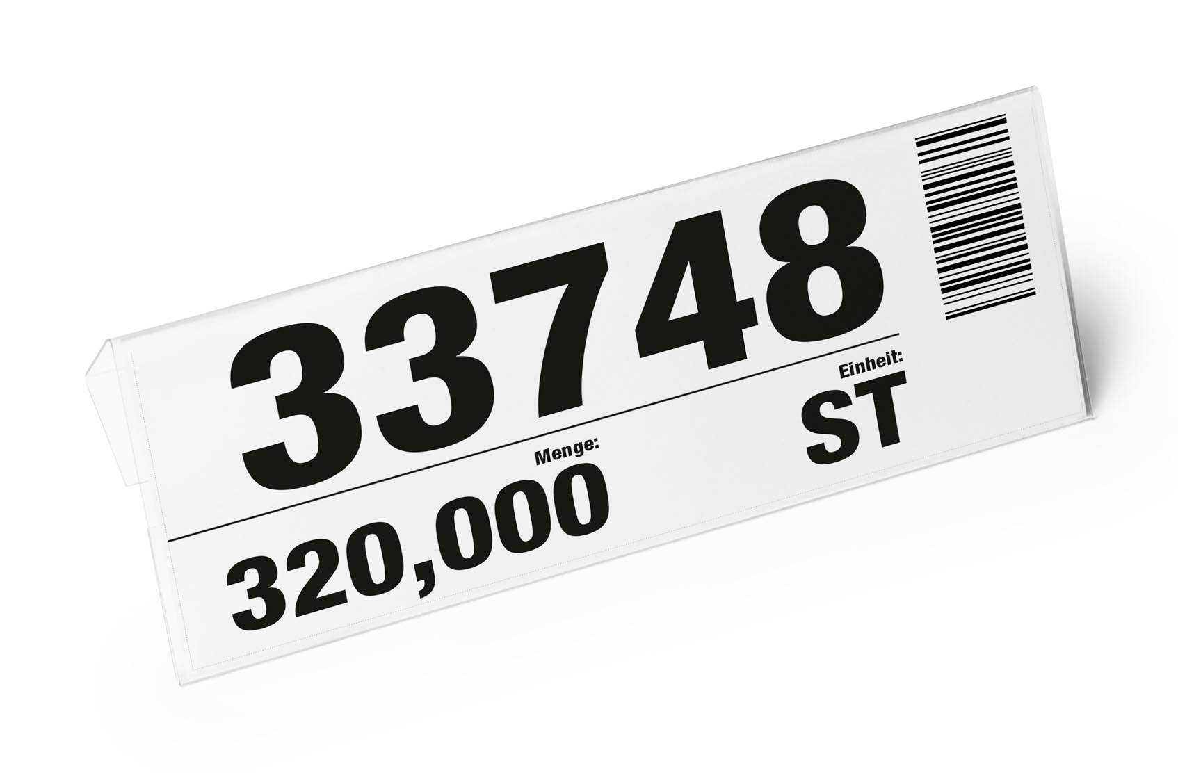 Étiquette portant le numéro 33748, quantité : 320 000, unité : PC, sur fond blanc.