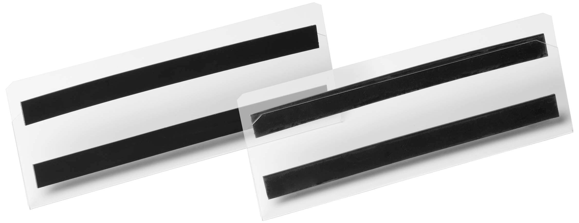 Deux enveloppes blanches avec des rayures noires, légèrement superposées sur une surface blanche.