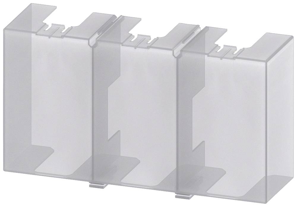 Trois supports en plastique transparent disposés côte à côte, avec des découpes.