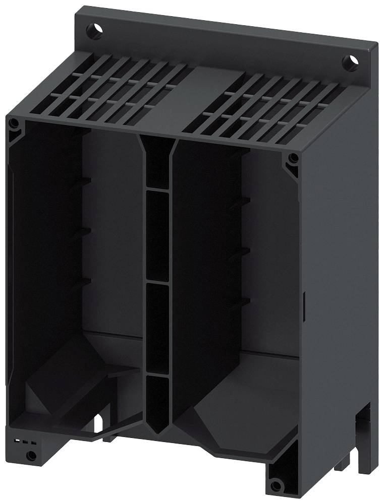 Boîtier de forme rectangulaire, de couleur gris foncé, avec des fentes de ventilation en haut, adapté aux composants électroniques.