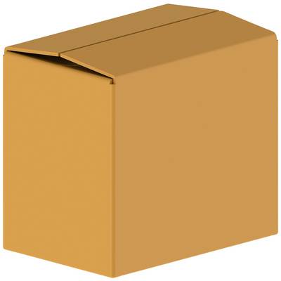 Une boîte orange fermée avec des rabats pliés.