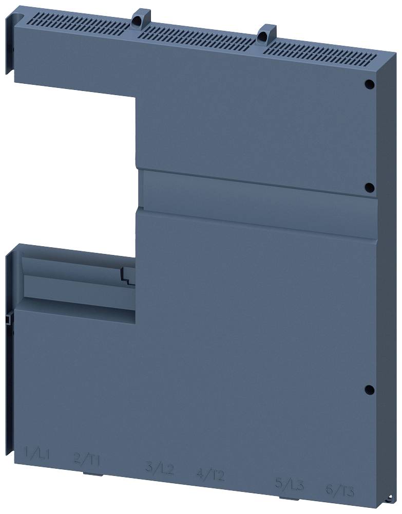 Boîtier en plastique bleu avec emplacement électronique et fentes de ventilation latérales, adapté pour un montage sur rail DIN.