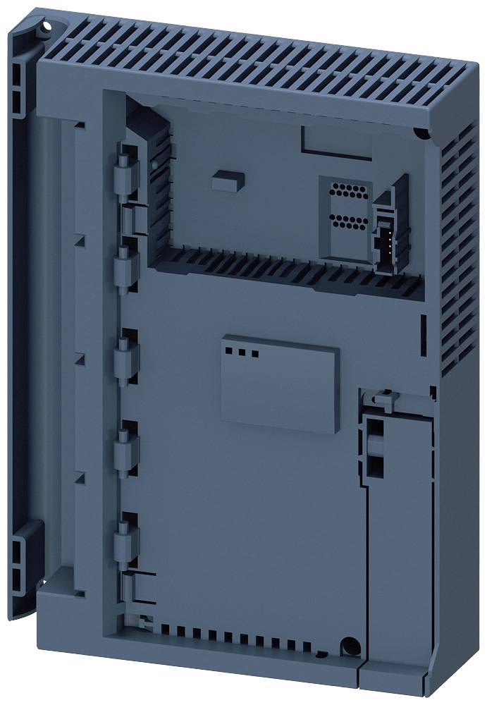 Un appareil électronique bleu, rectangulaire, doté de fentes de ventilation et de ports de connexion à l'arrière.