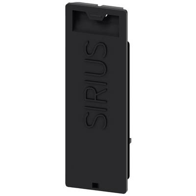 Couvercle noir en plastique rectangulaire portant la gravure 'SIRIUS'. Il présente une découpe rectangulaire en haut et deux supports en bas.