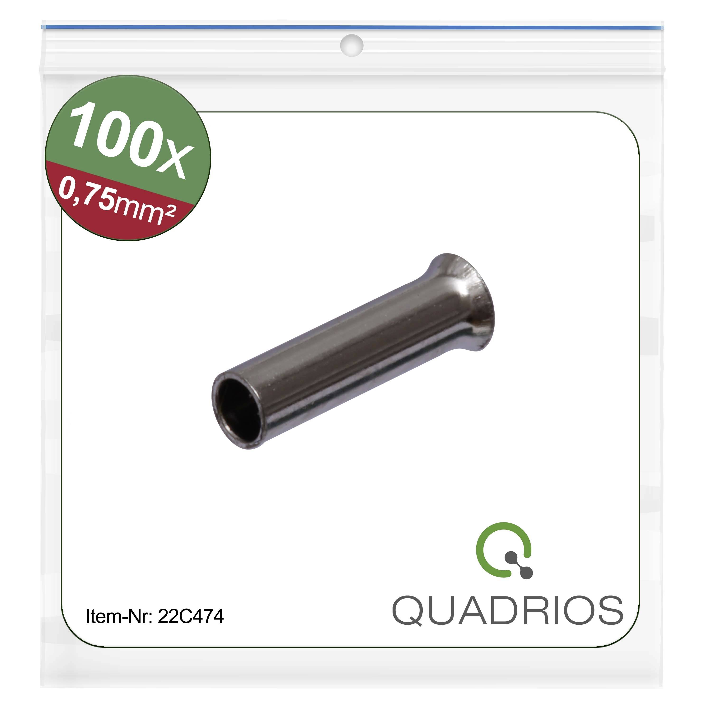 Quadrios 22C474 Embout simple d'extrémité de câble 0.75 mm² non isolé 100 pc(s)