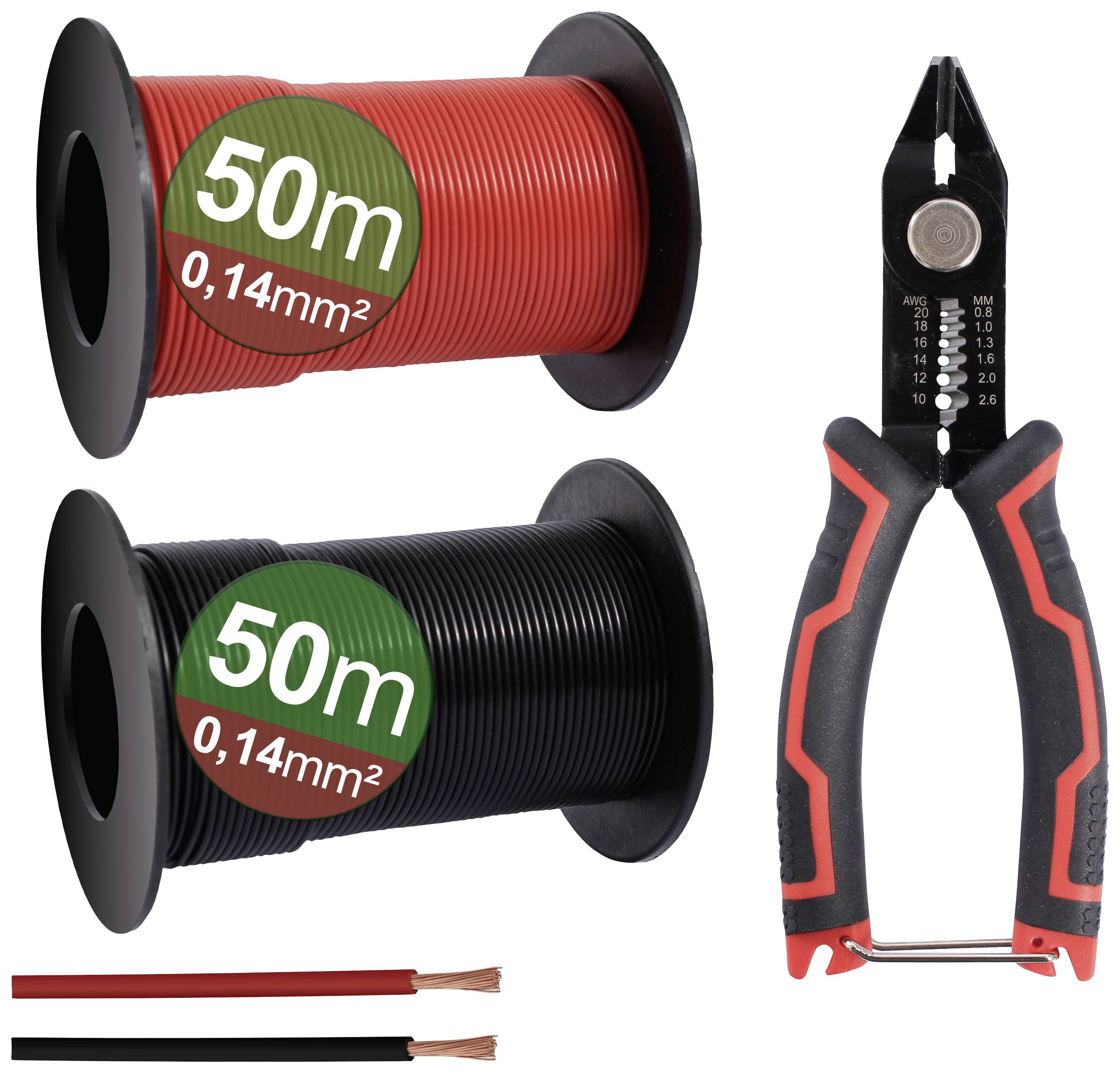 Quadrios 23CW026 Assortiment de cordons 0.14 mm² noir, rouge 1 set