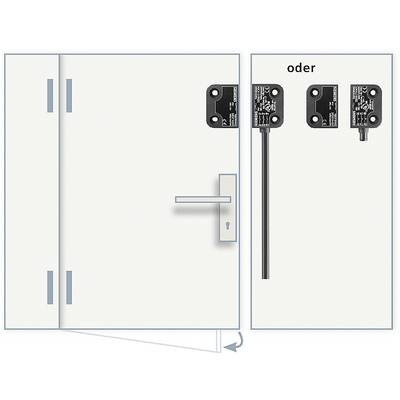 Diagramme d'une porte avec un verrou et deux capteurs 'ou' comme options de surveillance de sécurité.