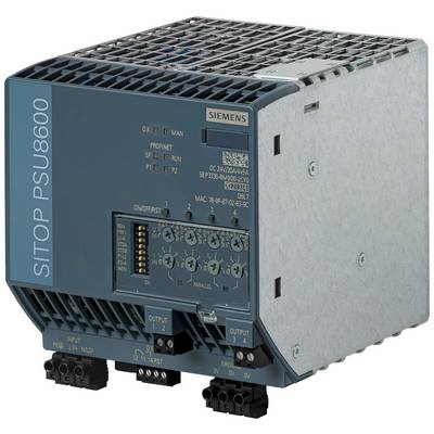 Un appareil électronique rectangulaire gris portant l'inscription 'SITOP PSU8600' de Siemens, probablement un système d'alimentation électrique.
