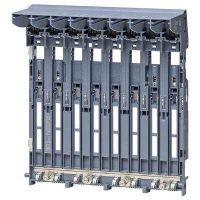 Un module de connexion électrique bleu avec plusieurs emplacements de branchement parallèles. Il montre la structure technique de l'appareil.