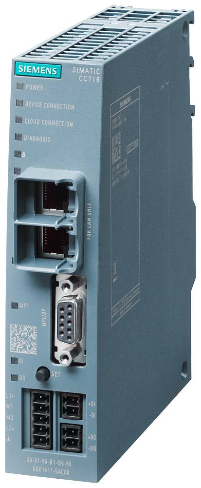 Module Ethernet industriel à ports multiples et LEDs de diagnostic, affichant le nom du logo Siemens.