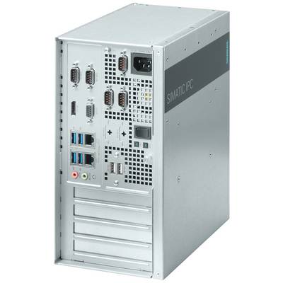 Vue arrière d'un PC industriel doté de plusieurs ports tels que USB, réseau et ports série, portant la mention 'SIMATIC IPC'.