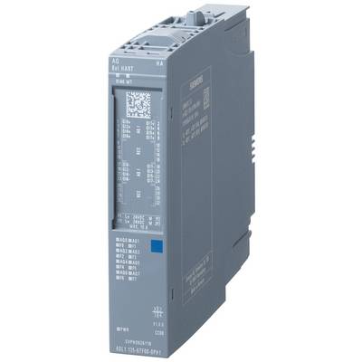 Module industriel avec diverses données techniques et connexions, boîtier gris, pour l'automatisation et le contrôle de processus.