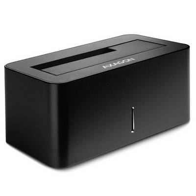Station d'accueil externe pour disques durs en noir, conçue pour accueillir des disques SATA, avec un design élégant et moderne.