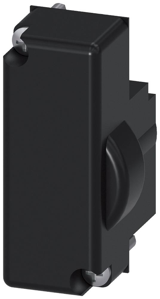 Composant noir rectangulaire avec une poignée sur le côté, probablement un interrupteur électrique ou une pièce d'appareil similaire.