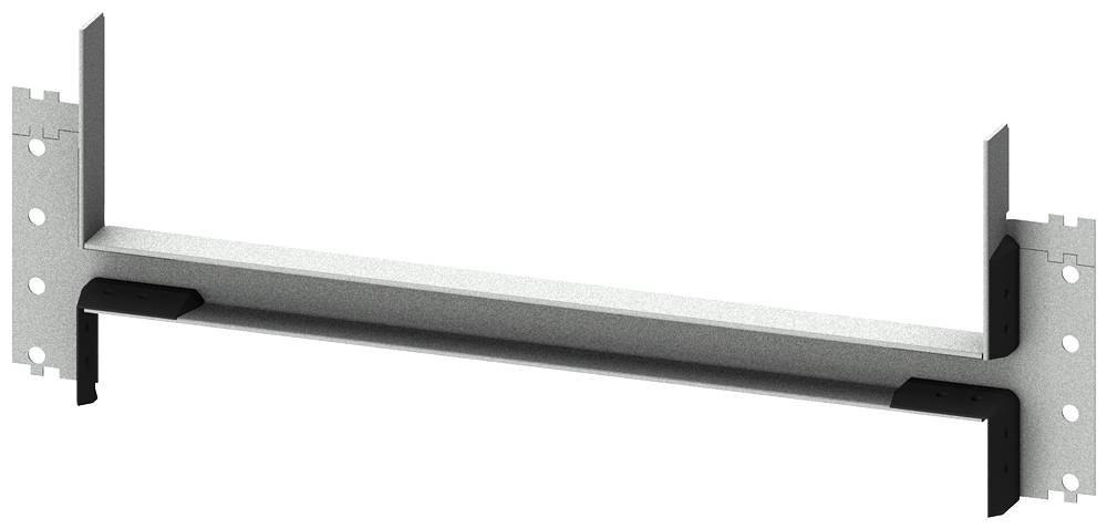 Support de cadre métallique avec des angles de fixation latéraux et plusieurs trous pour le montage. Adapté pour les installations électriques.