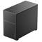 Un boîtier d'ordinateur noir au design épuré et lisse. Il est doté d'un bouton d'alimentation et de ports USB à l'avant.