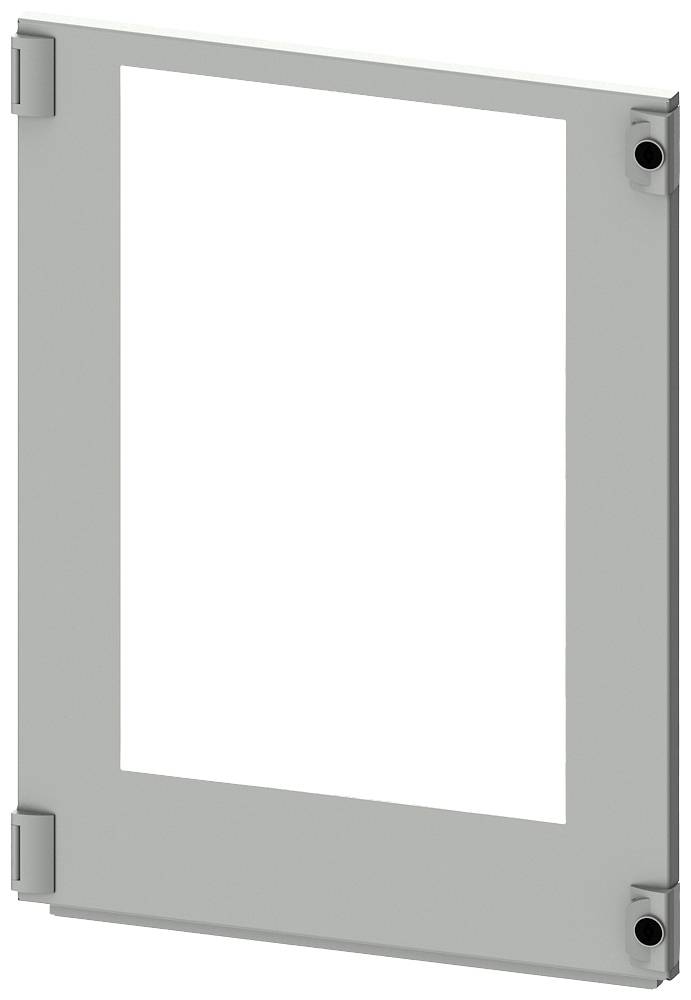 Cadre métallique à quatre points de fixation aux angles et avec une découpe rectangulaire centrale. Utilisable pour être inséré dans une structure plus grande.